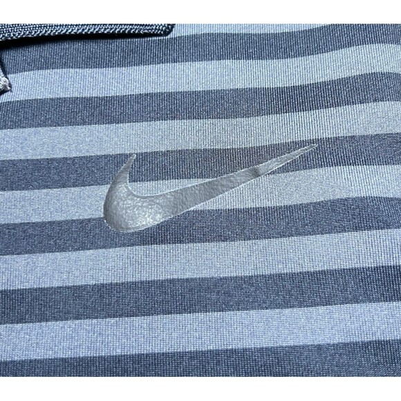 Nike Golf Dri-Fit Polo Shirt Mens Size Small Navy Blue Grey Striped Logo - Picture 6 of 12